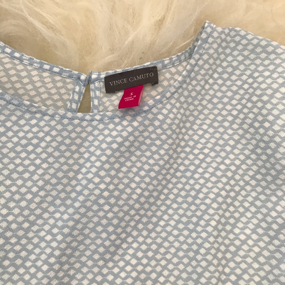 Vince Camuto Bubble Sleeve Cabana Texture Blouse - Picture 5 of 8